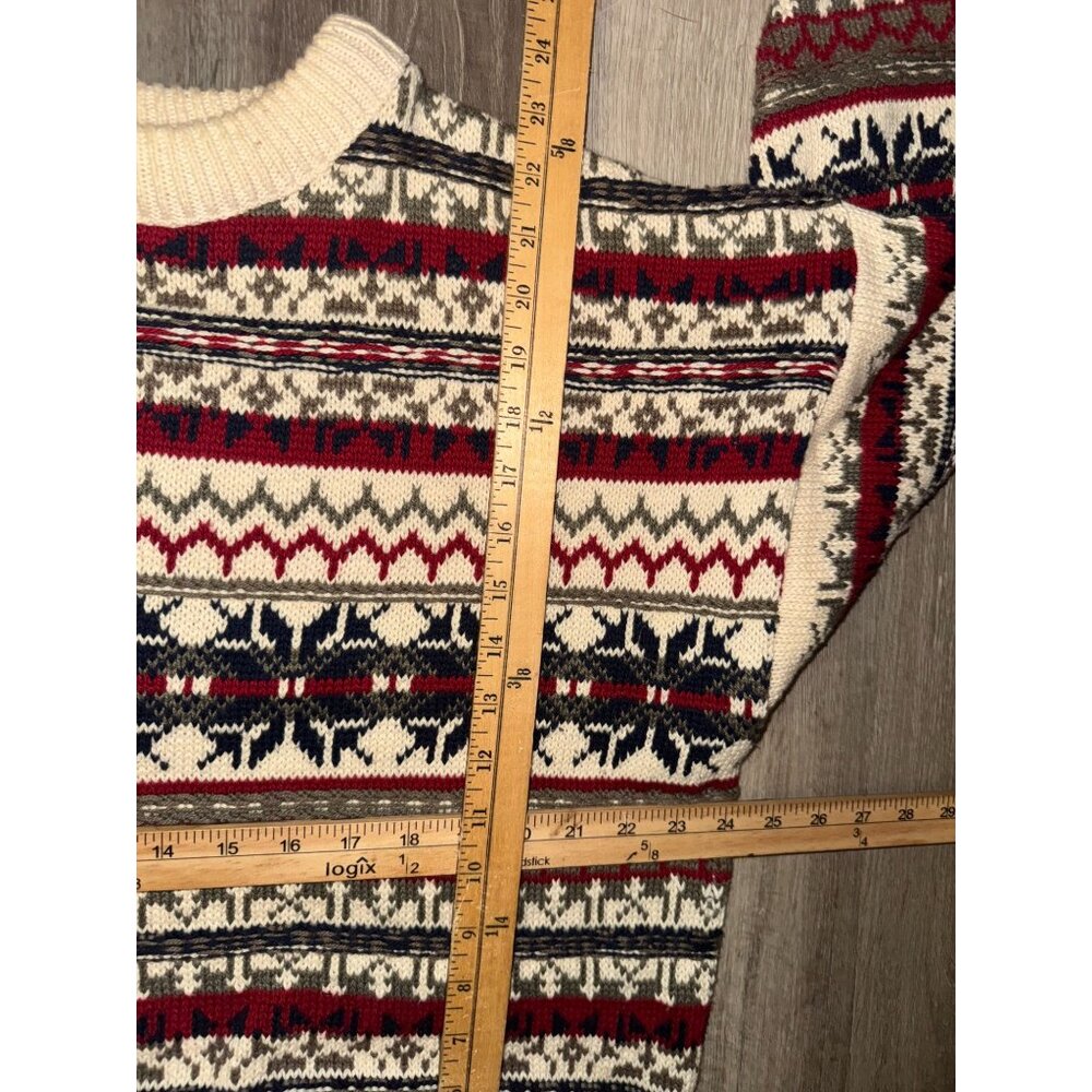 Old Glory 100% Cotton Fair Isle Crewneck Sweater L - Picture 6 of 6